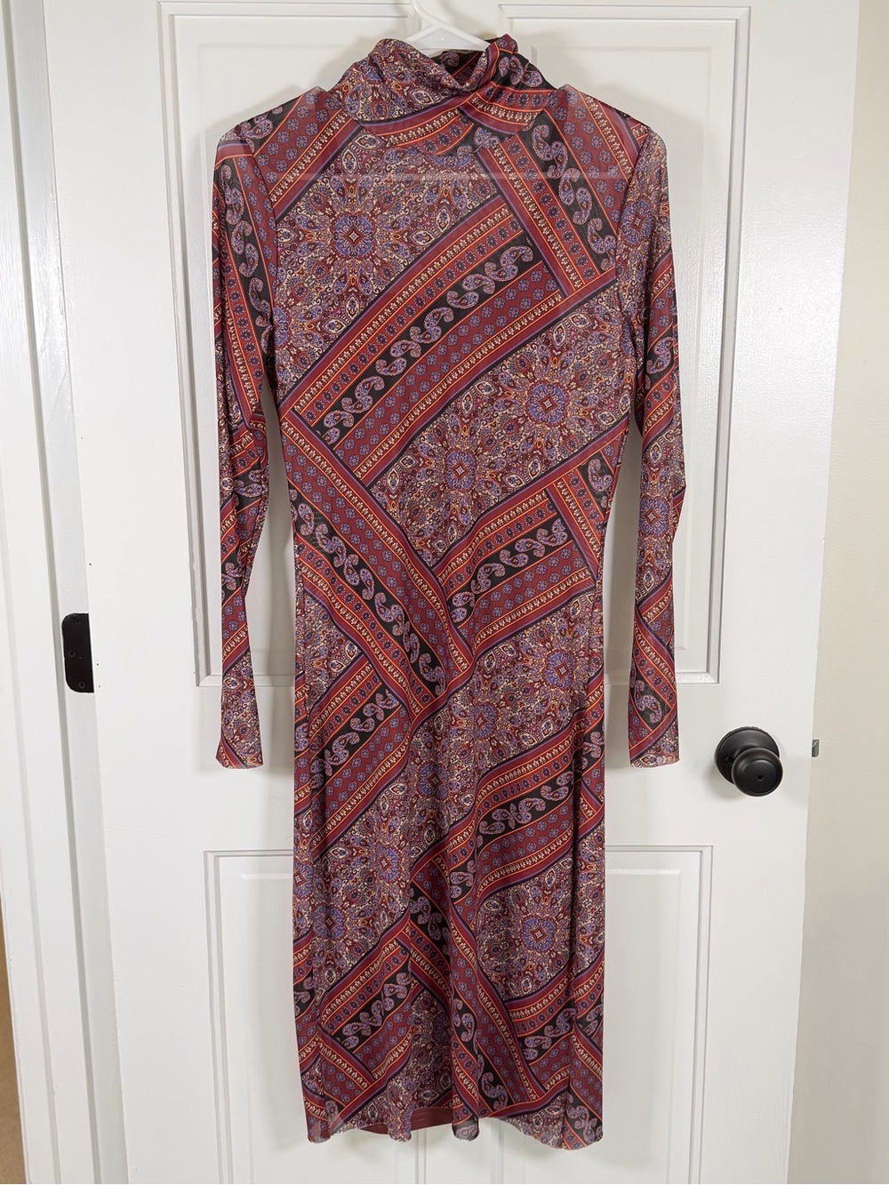 Steve Madden Vivienne Paisley Mesh Turtleneck Midi Dress M